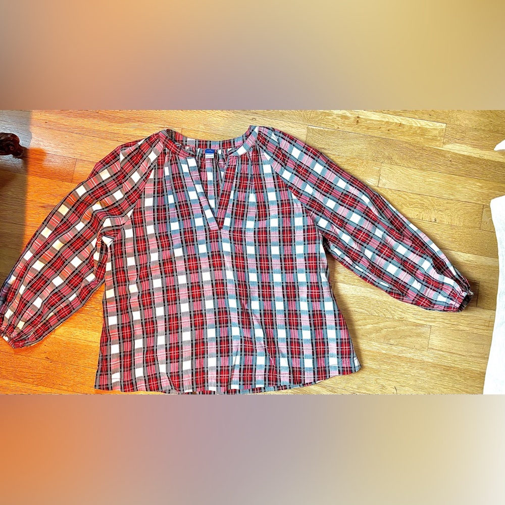 Old Navy Red and White Plaid Shirt